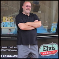 Shane O'Connor outside Elvis radio in Graceland, Memphis, TN